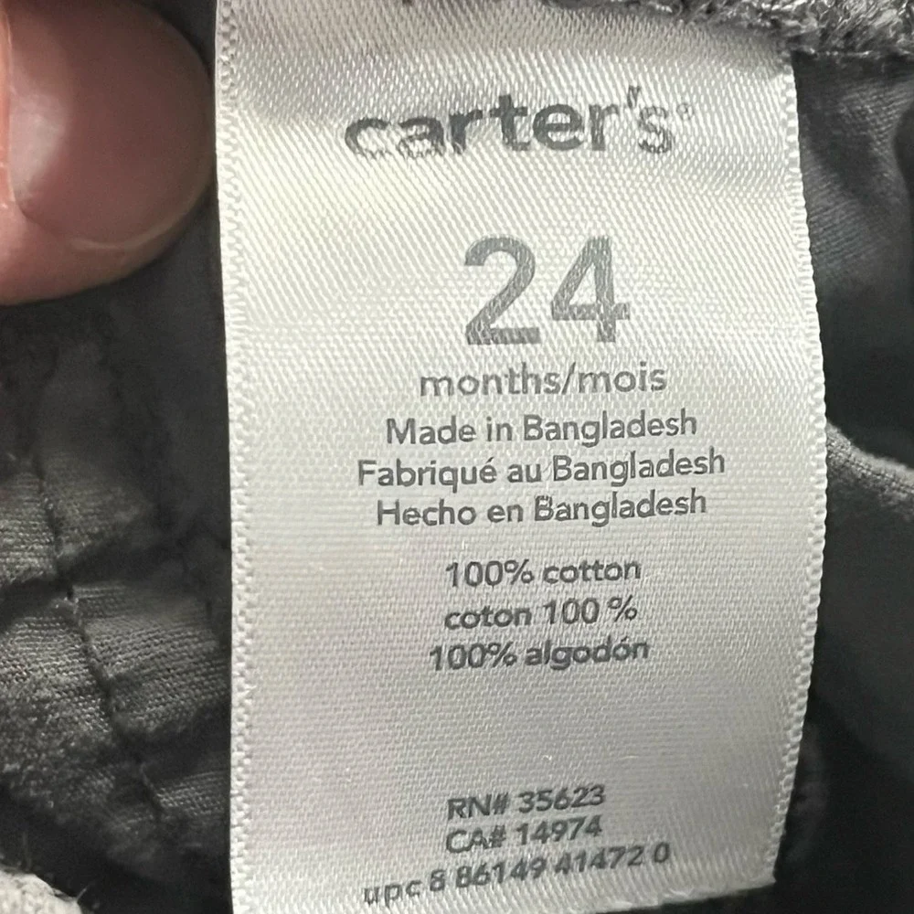 Carters Baby Boys 24M Cargo Pants 3 Pack Khaki‎ & Grey Cotton Pull On Drawstring